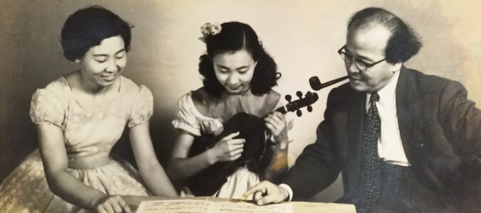 Korea 1959: Pong-Hi and Mi-Young with Byeongso Ahn, Mi-Young’s violin teacher. Korea 1959: Pong-Hi and Mi-Young with Byeongso Ahn, Mi-Young’s violin teacher.